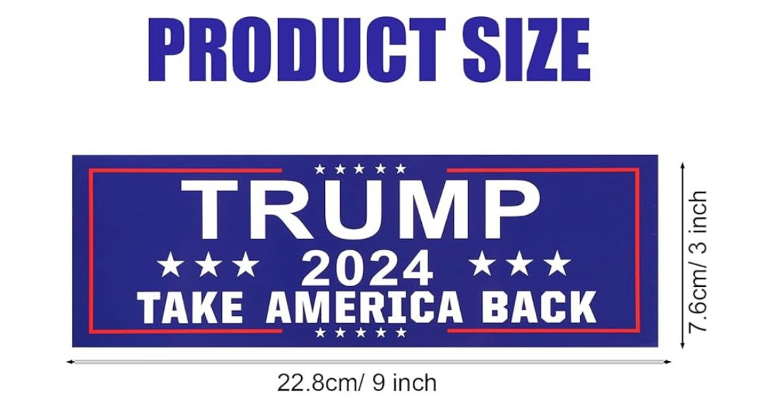 Trump 2024 Sticker 9" x  3" - Blue - Pack of 3