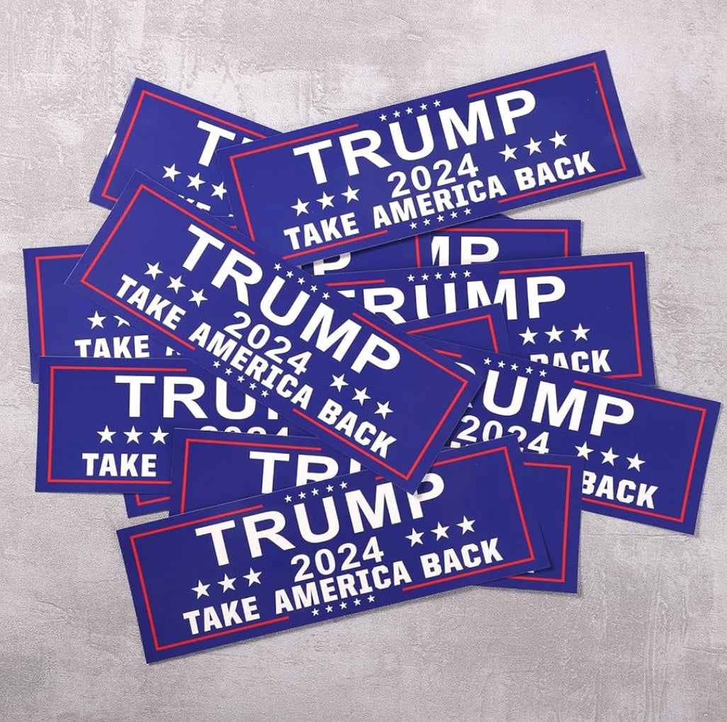 Trump 2024 Sticker 9" x  3" - Blue - Pack of 3